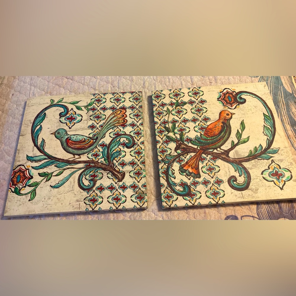 Pair of 14x14 Birds on canvas